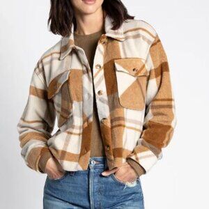 Thread Supply Auria Plaid Fleece Jacket M Oversized Coastal Flannel Scandi